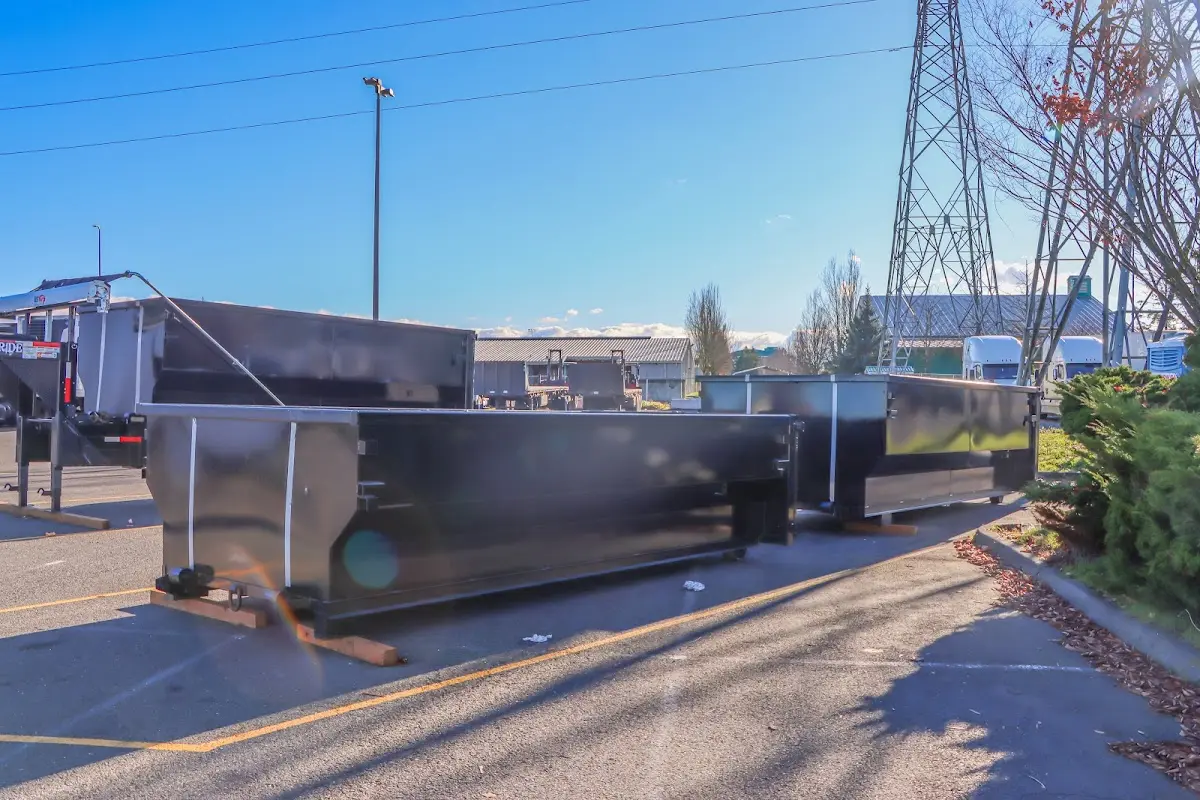 Roll-off dumpster ready for waste disposal at job site for Construction Dumpster Rental in East Troy